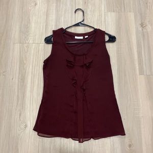 Maroon sleeveless blouse